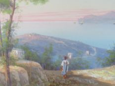 M. GIANNI (XIX-XX). Neapolitan scene with figure and boats, signed lower right, watercolour and