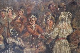 CONTINENTAL SCHOOL (XIX). A Wedding scene, oil on board, unframed, 24 x 33.5 cm