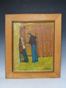 MARTIN BAILLIE (1920-2012). Street scene with two figures by a fence, signed and dated 1987 lower