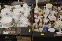 TWO TRAYS OF ASSORTED CERAMICS COMPRISING A TRAY OF DUCHESS TEAWARE AND AN ASSORTED TRAY INCLUDING A