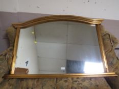 A MODERN GILT OVERMANTLE MIRROR