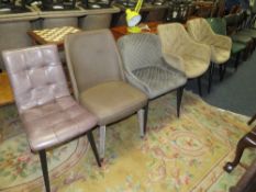 A COLLECTION OF SIX ASSORTED MODERN UPHOLSTERED DINING CHAIRS