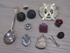 A HALLMARKED SILVER A.R.P. BADGE, together with a Scottish London Strike Sure badge, Staffs County