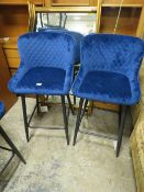 A PAIR OF MODERN BLUE KITCHEN STOOLS