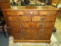 A 19TH CENTURY MAHOGANY CHEST OF SIX DRAWERS W-116 CM