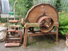 A VINTAGE BAMFORDS AGRICULTURAL CUTTER AND A VINTAGE MOWER (2)