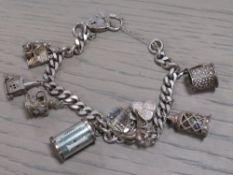 VINTAGE HALLMARKED SILVER CHARM BRACELET - GROSS WEIGHT - 55G