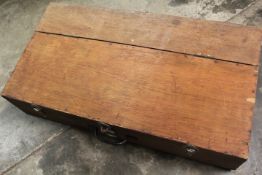 A WOODEN CARPENTERS TOOLBOX WITH VARIOUS TOOLS, BRACES AND DRILLS