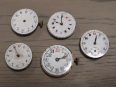 FIVE ANTIQUE WRIST WATCH MOVEMENTS