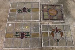 FOUR LEADED GLASS PANELS