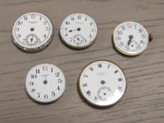 FIVE ANTIQUE WRIST WATCH MOVEMENTS
