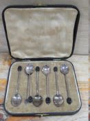 A CASED SET OF HALLMARKED SILVER COFFEE BEAN SPOONS