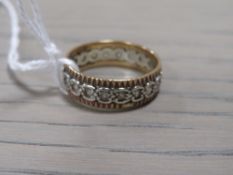 A HALLMARKED 9CT GOLD DIAMOND SET ETERNITY RING, approximate weight 3.2 g, ring size O