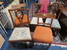 FIVE ASSORTED ANTIQUE DINING CHAIRS
