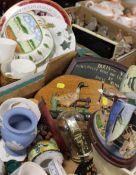 TWO TRAYS OF ASSORTED CERAMICS TO INCLUDE AYNSLEY ETC,F TOGETHER WITH A TRAY OF LILLIPUT LANE