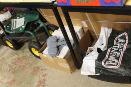 A SIT ON WHEELED GARDEN SEAT, A QUANTITY OF GARDEN EDGING, NEW & BOXED COLD FRAME (NOT CHECKED) KNEE