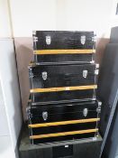 A SET OF THREE MODERN GRADUATED PACKING TRUNKS - LARGEST H-51 CM W-81 CM