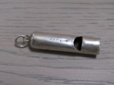 AN ANTIQUE CHESTER HALLMARKED SILVER WHISTLE
