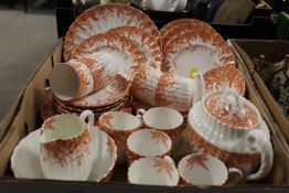 A TRAY OF KAY & Co WORCESTER CHINA TEAWARE WITH FLORAL EMBELLISHMENT