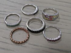 A COLLECTION OF MODERN SILVER GEMSET RINGS ETC (6)