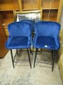 A PAIR OF MODERN BLUE KITCHEN STOOLS