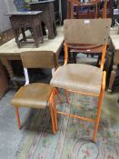 A MODERN INDUSTRIAL STYLE STOOL & CHAIR (2)