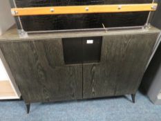 A MODERN BLACK ASH STYLE TWO DOOR CABINET H-73 W-100 CM