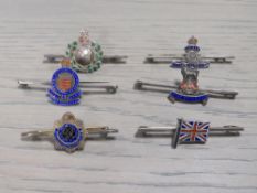 SIX MILITARY SILVER AND ENAMEL BAR BROOCHES