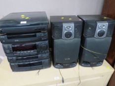 AN AIWA HI-FI SYSTEM WITH TURNTABLE AND SPEAKERS