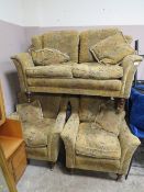 A MODERN 3 PIECE UPHOLSTERED SUITE AND CUSHIONS