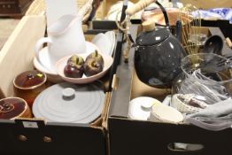 TWO TRAYS OF ASSORTED EX SHOW HOME KITCHEN WARE ETC