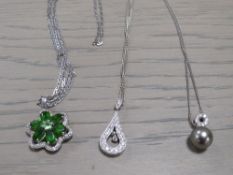 THREE SILVER PENDANT NECKLACES