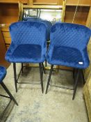 A PAIR OF MODERN BLUE KITCHEN STOOLS