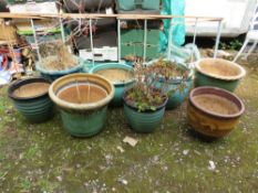 EIGHT GLAZED GARDEN PLANTERS