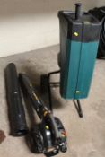 A McCULLOCH CBV 345 PETROL BLOWER WITH AN ELECTRIC IMPACT SHREDDER