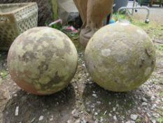 TWO ANTIQUE SANDSTONE BALLS