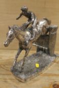 A HALLMARKED SILVER FILLED MODEL OF A RACEHORSE BY D. GENTY A/F - REPAIR TO FRONT LEG ETC