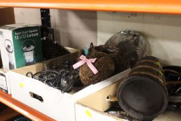 THREE TRAYS OF SUNDRIES TO INCLUDE A MANICURE SET, SHIRE HORSE AND CART ETC