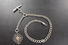 A HALLMARKED SILVER VINTAGE POCKET WATCH ALBERT CHAIN