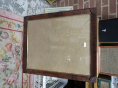 A 19TH CENTURY ROSEWOOD FRAME, with corner embellishments and glazed, frame W 5 cm, rebate 69 x 57