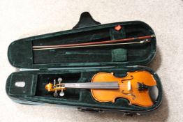 NINE ASSORTED CASED STUDENT TYPE VIOLINS - NOT CHECKED