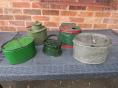 FIVE ANTIQUE FISHING BAIT BOXES / TINS