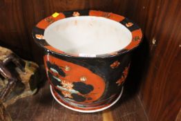 A VINTAGE DECORATIVE ORIENTAL JARDINIERE AND STAND