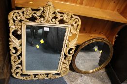 A MODERN HALL MIRROR WITH ANOTHER CIRCULAR MIRROR (2)