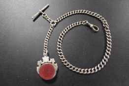 A HALLMARKED SILVER VINTAGE POCKET WATCH ALBERT CHAIN