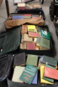 A LARGE QUANTITY OF VINTAGE BOOKS CONTAINED IN FOUR SUITCASES