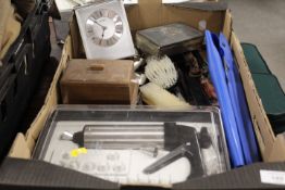 A TRAY OF SUNDRIES TO INCLUDE VINTAGE VINERS DESIGNER CUTLERY ETC