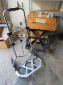 A BLACK & DECKER WORKMATE TOGETHER WITH A COLLAPSIBLE TROLLEY