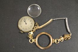 A 9CT GOLD MOUNTED WRIST WATCH A/F