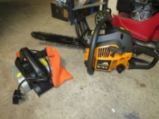A McCULLOCH MAC 7.40 PETROL CHAINSAW AND A CHALLENGE ELECTRIC PLANER